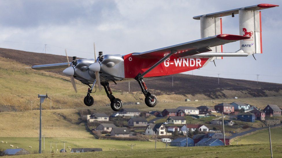 Dron de Royal Mail en acción en Shetland